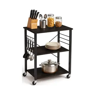 Goliving Keukentrolley Op Wieltjes – Keukenkast – Keukenrek – Serveerwagen – Keuken Organizer – Modern – 60 X 40 X 89 Cm – Zwart