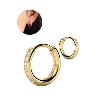 Semyco Oorbellen Dames – Oorringen 16 Mm (medium) – Transparante Steentjes - Goudkleurig - Waterproof – Luxe Verpakt – Nova