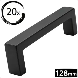 20X By Mjm Handgreep Zwart Rvs - Handgreep Zwart 128mm - Handgrepen - Handgreep Keuken - Meubelbeslag - Handgrepen Keukenkastjes - Handgrepen Kast -