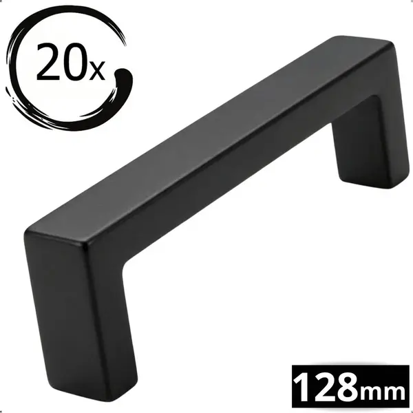 20X By Mjm Handgreep Zwart Rvs - Handgreep Zwart 128mm - Handgrepen - Handgreep Keuken - Meubelbeslag - Handgrepen Keukenkastjes - Handgrepen Kast - thumbnail