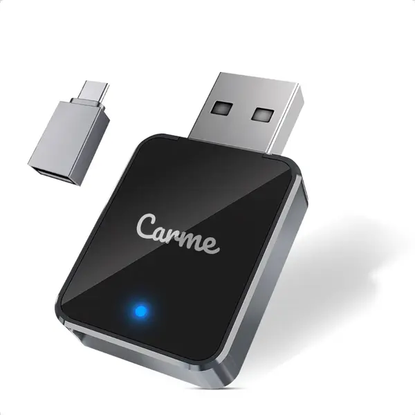 CarMe Mini 2-in-1 CarPlay Dongle V2 - Drahtloses CarPlay & Android Auto - Usb-A & Usb-C - Android Auto Dongle - Schwarz thumbnail