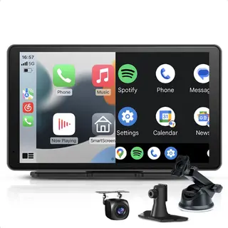CarMe CarPlay Scherm 7 Inch - Inclusief Achteruitrijcamera 6 Meter - Apple CarPlay & Android Auto (Draadloos) - Touchscreen - Navigatiesysteem Auto -