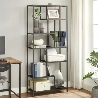 DiBasso Open Kast Met 6 Planken - Boekenkast - Boekenrek - Opbergkast - Kledingkast - Geschikt Voor Slaapkamer, Kinderkamer, Woonkamer, Kantoor - 80 X