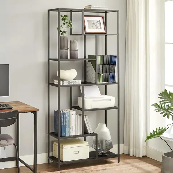 DiBasso Open Kast Met 6 Planken - Boekenkast - Boekenrek - Opbergkast - Kledingkast - Geschikt Voor Slaapkamer, Kinderkamer, Woonkamer, Kantoor - 80 X thumbnail