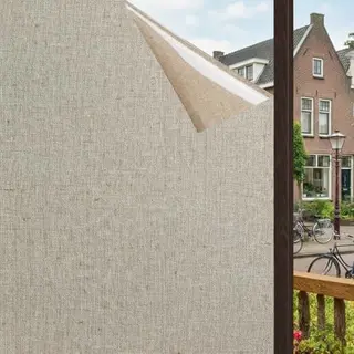 Homewell Fensterfolie Leinenoptik Kaffee – Privatsphäre & Stil Für Zuhause, Büro, Küche & Badezimmer – Sichtschutz, Sonnenschutz,