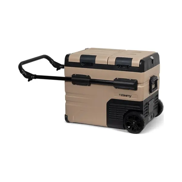 Steamy-E Dual Zone 45 Roller, Elektrische Kompressor Kühlbox Mit Rollen, 45 Liter, 12V/ 230V, Zum Kühlen Und Gefrieren, Für Camping thumbnail