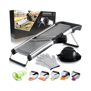 Hi Nature™ Luxe Groentesnijder Mandoline Rvs - Multifunctionele Snijder Met Veiligheidshandschoen - Zilver