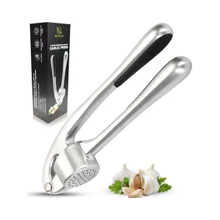 Hi Nature™ Knoflookpers - Rvs Knoflook- En Gemberpers - Ergonomische Handgreep - Vaatwasserbestendig - Zilver