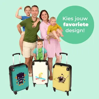 NoBoringSuitcases.com - Grote Gele Koffer - Kinderkoffer Eend Jongen - Reiskoffer Medium Met 4 Wielen - Trolley Op Wieltjes - Bagage Rolkoffer Groot