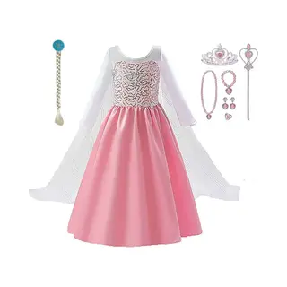 Frozen Elsa - Het Betere Merk Prinsessenjurk Meisje - Prinsessen Verkleedkleding - Maat 122/128 - Inclusief Prinsessen Accessoireset - Tiara -