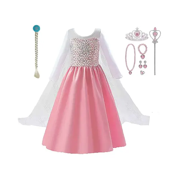 Frozen Elsa - Het Betere Merk Prinsessenjurk Meisje - Prinsessen Verkleedkleding - Maat 122/128 - Inclusief Prinsessen Accessoireset - Tiara - thumbnail