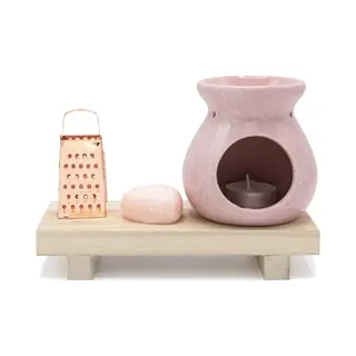 with love Ideas4seasons Amberblokjes/geurblokjes Cadeau Set 4-delig - Rozen Geur - Incl. Geurbrander En Rasp