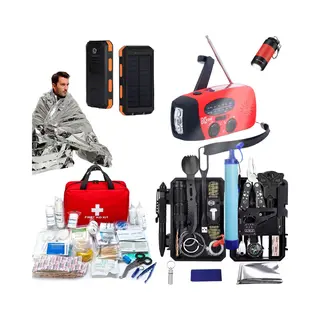 Kiraal Compleet Noodpakket – Survival Kit – Ehbo Tas, Powerbank Met Zonnepaneel, Noodradio, Warmtedeken & Waterfilter – Voor Thuis, Reizen &