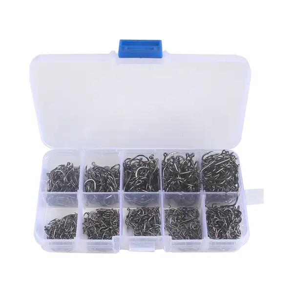 Vishaken Set - 500 Stuks - Met Oog - 10 Maten - Alle Vissoorten - Hengelsport Accessoires thumbnail