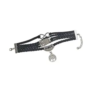 Fako Bijoux® - Multi Armband - Infinity Uiltje Levensboom - Zwart