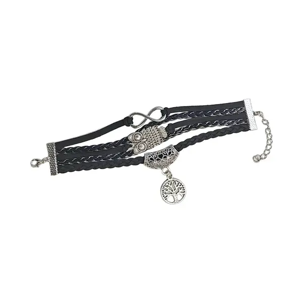 Fako Bijoux® - Multi Armband - Infinity Uiltje Levensboom - Zwart thumbnail