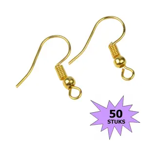 Fako Bijoux® - Oorbel Haakjes - Staal - Rvs - Stainless Steel - 50 Stuks - Goud