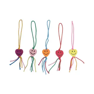 Fako Bijoux - Hartje Mix Smile Geluksbrenger - Gelukshanger - Lucky Heart - Gelukspoppetjes - Hout - Mix - 50 Stuks