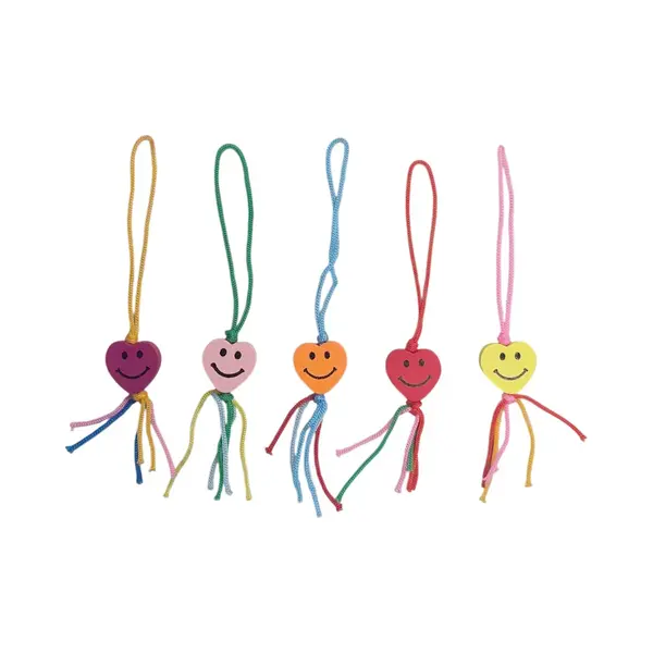 Fako Bijoux - Hartje Mix Smile Geluksbrenger - Gelukshanger - Lucky Heart - Gelukspoppetjes - Hout - Mix - 50 Stuks thumbnail