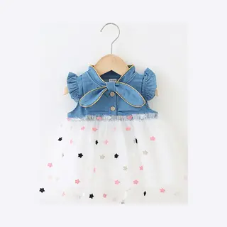 Baby Garden Baby Zomerjurk Denim Look Wit Maat 92
