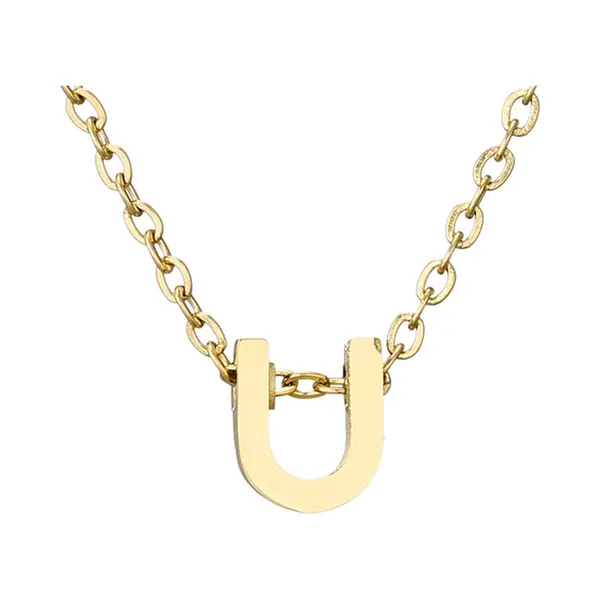 Initiaal Ketting Met Letter U Goudkleurig - Naam Ketting Cadeau - Geluksketting Op Kaartje - Pax Amare thumbnail