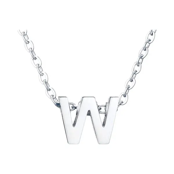 Initiaal Ketting Met Letter W Zilverkleurig - Naam Ketting Cadeau - Geluksketting Op Kaartje - Pax Amare thumbnail