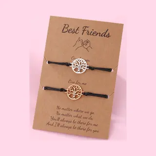 Vriendschapsarmbandjes Voor 2 Met Levensboom - Goud & Zilverkleurig - Bff Armbandjes Cadeau - Pax Amare