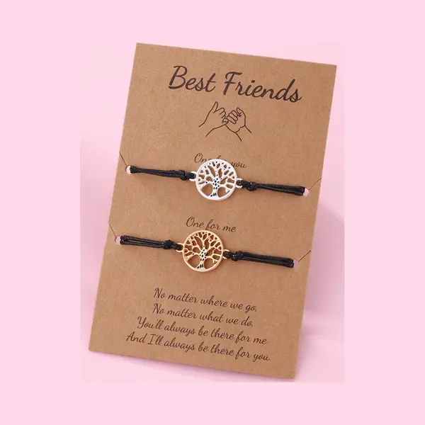 Vriendschapsarmbandjes Voor 2 Met Levensboom - Goud & Zilverkleurig - Bff Armbandjes Cadeau - Pax Amare thumbnail