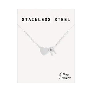 Letter R Ketting Zilverkleurig - Stainless Steel - Initiaal & Hartje Hanger - Initialen Ketting Op Cadeau Kaartje - Pax Amare