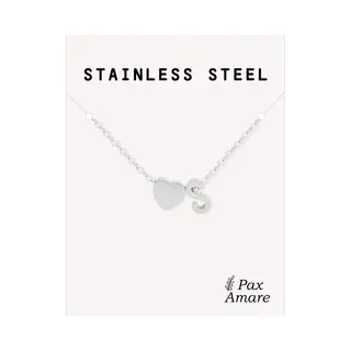 Letter S Ketting Zilverkleurig - Stainless Steel - Initiaal & Hartje Hanger - Initialen Ketting Op Cadeau Kaartje - Pax Amare