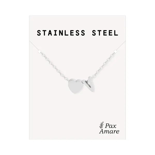Letter V Ketting Zilverkleurig - Stainless Steel - Initiaal & Hartje Hanger - Initialen Ketting Op Cadeau Kaartje - Pax Amare thumbnail