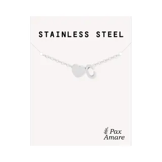 Letter C Armband Zilverkleurig - Stainless Steel - Initiaal & Hartje Hanger - Initialen Armband Op Cadeau Kaartje - Pax Amare - 15, 5cm + 5cm