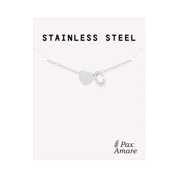 Letter C Armband Zilverkleurig - Stainless Steel - Initiaal & Hartje Hanger - Initialen Armband Op Cadeau Kaartje - Pax Amare - 15, 5cm + 5cm thumbnail