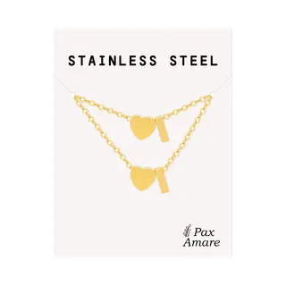 Pax Amare Initiaal Ketting & Armband Set Met Letter I Goudkleurig - Stainless Steel - Met Letter & Hartje! - Naam Ketting Cadeau - Sieraden Set Op Kaartje - Pax