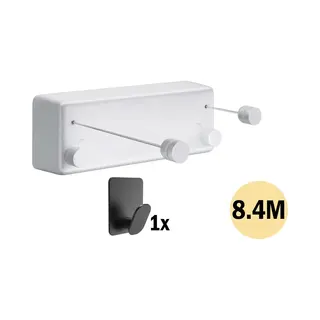 Play-It Play It Waslijn Uittrekbaar 8.4 Meter Wit - 2x 4.2 Meter - Wanddroogrek - Wasrek