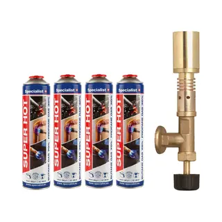Specialist Gasbrander - Incl. 4x Gasflessen 30/70% Propaan En Butaan