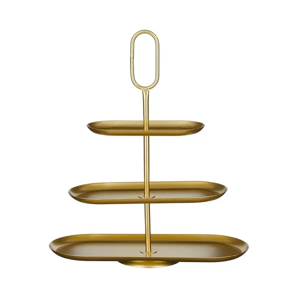 Mica Decorations Rama Etagere 3 Laags - Taarplateau - Serveertoren - 48 X 20 X 55 Cm - Cake Stand - Serveerplateau - Metaal - Etagere Zwart thumbnail