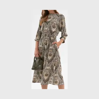 Starry Indigo Dames Jurk | Viscose | Khaki | Maat 42/Xl
