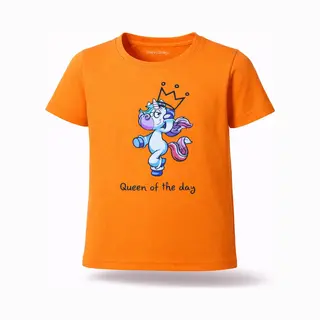 Starry Indigo - T-shirt Kinderen Unicorn | Koningsdag Kleding Kinderen | Oranje | Kind 6-7 Jaar | Maat 122