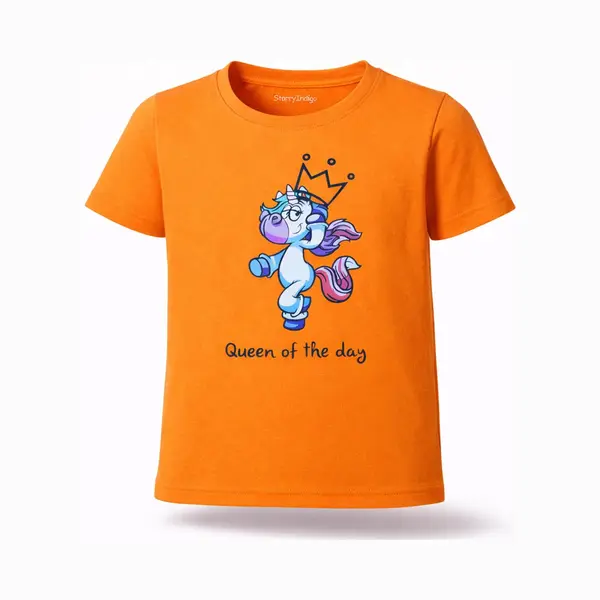 Starry Indigo - T-shirt Kinderen Unicorn | Koningsdag Kleding Kinderen | Oranje | Kind 6-7 Jaar | Maat 122 thumbnail