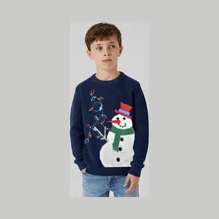 Starry Indigo Foute Kersttrui Voor Kinderen | Christmas Sweater | Kerstcadeau | Jongens En Meisjes | Unisex | Sneeuwpop | Blauw