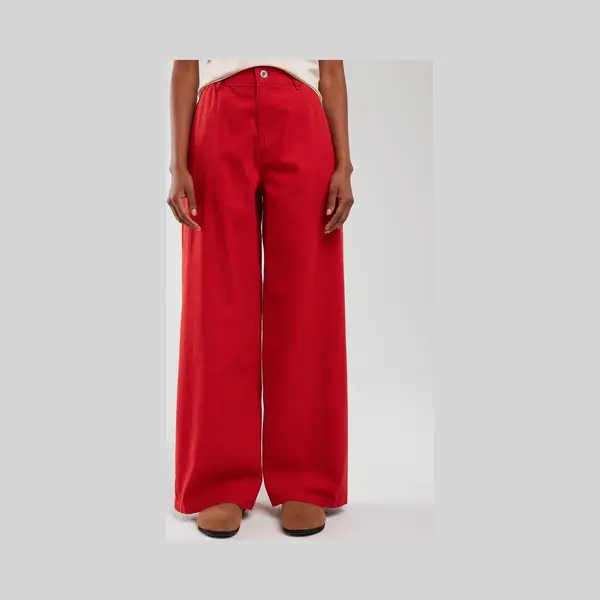 Starry Indigo Dames Wijde Broek Met Linnenaccent | Relaxed Fit Jeans | Baksteenrood | Maat W29/L30 thumbnail