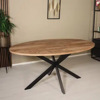 Lizzely Garden & Living Eettafel Ovaal 160cm Rato Lichtbruin Ovale Tafel Mdf Eetkamertafel