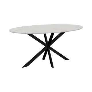 Lizzely Garden & Living Eettafel Ovaal 160cm Figo Marmerlook Wit Ovale Tafel Steen