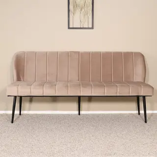 Lizzely Garden & Living Eetkamerbank 180cm Sally Velvet Champagne Bank 3 Zits Eetbank