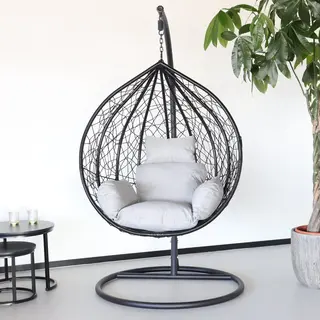 Lizzely Garden & Living Egg Hangstoel Zwart Roundabout Ei Stoel Hang