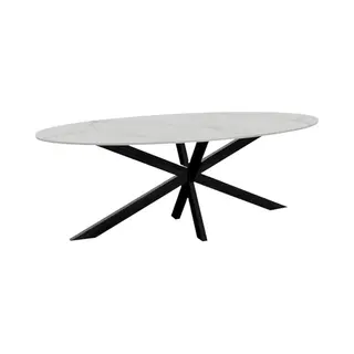 Lizzely Garden & Living Eettafel Ovaal 210cm Figo Marmerlook Wit Ovale Tafel Steen