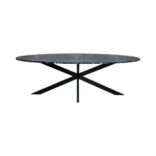 Lizzely Garden & Living Eettafel Ovaal 240cm Jovi Marmer Zwart Ovale Tafel Mdf Eetkamertafel