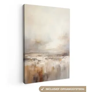 OneMillionCanvasses Canvas Schilderij 40x60 Cm - Wanddecoratie Kunst - Industrieel - Grijs - Bruin - Abstract - Muurdecoratie Woonkamer - Kamer Decoratie Modern -