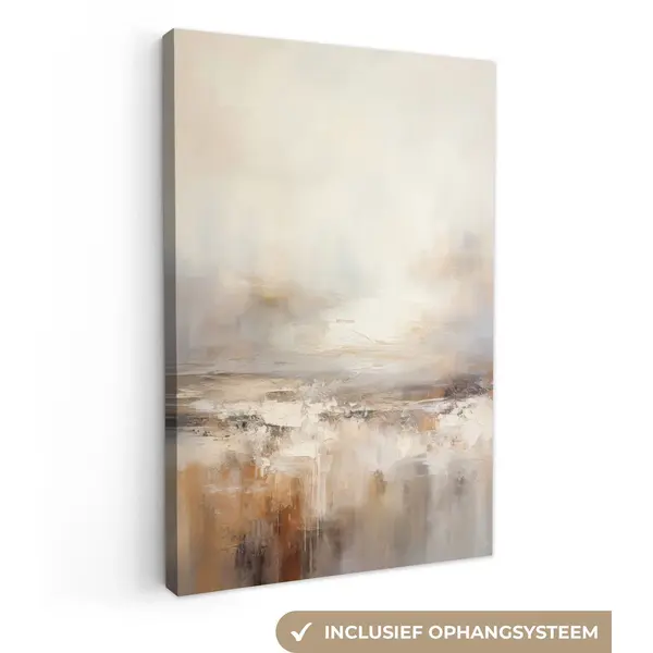 OneMillionCanvasses Canvas Schilderij 40x60 Cm - Wanddecoratie Kunst - Industrieel - Grijs - Bruin - Abstract - Muurdecoratie Woonkamer - Kamer Decoratie Modern - thumbnail